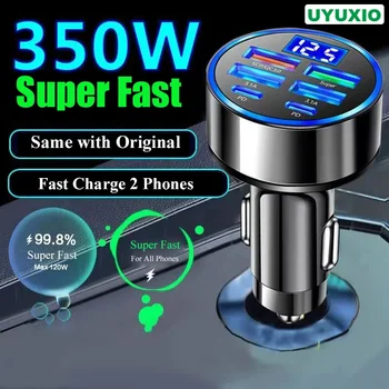 UYUXIO 6-in-1 USB-C Fast Car Charger with Voltage Display 1