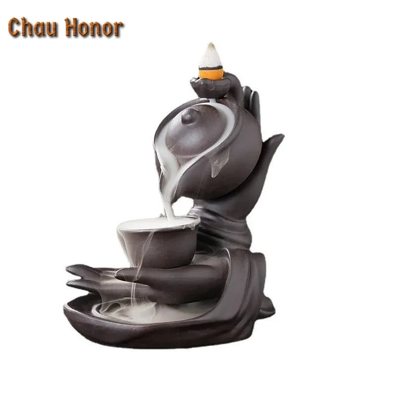 Fingered Citron Backflow Incense Burner Living Room Watch Smoke Waterfall Ceramic Home Decor Ornaments Teapot Incense Base