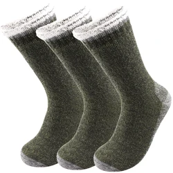 Men's Super Thick Merino Wool Thermal Socks, Winter Cashmere Fleece, 3 Pairs - One Size (Green)