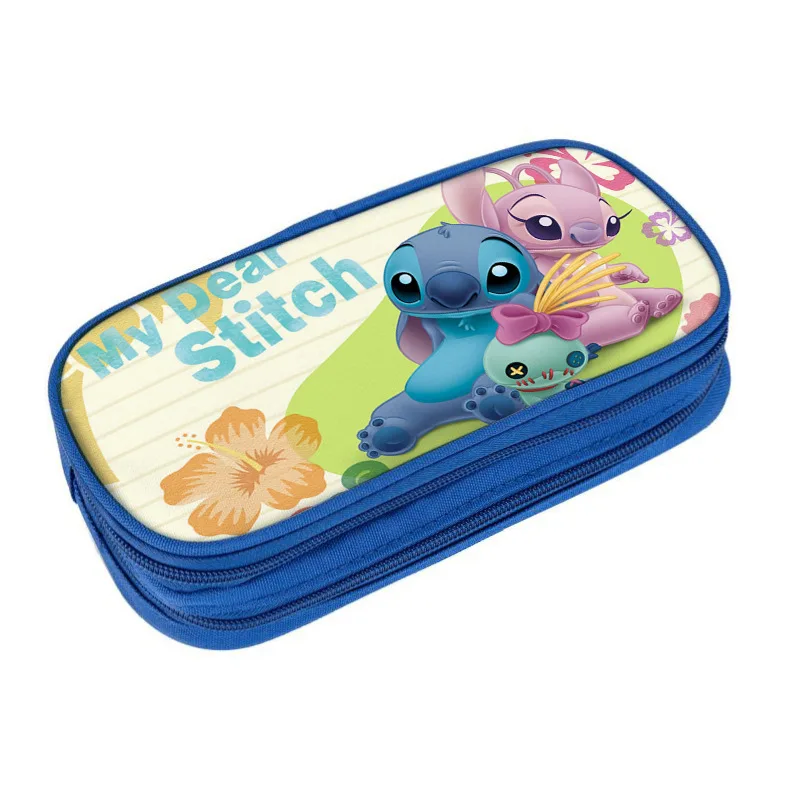 Disney cute pencil case Stitch large-capacity double-layer zipper