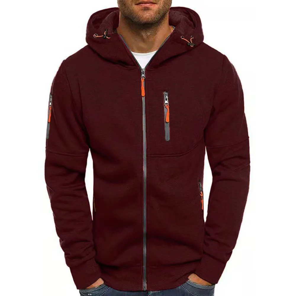 Mens Hoodies Sweatshirt New Casual Solid Long Sleeve Hoodie Men Slim Zipper Cardigan Hooded Sweatshirts Men Hoody Sweat Homme