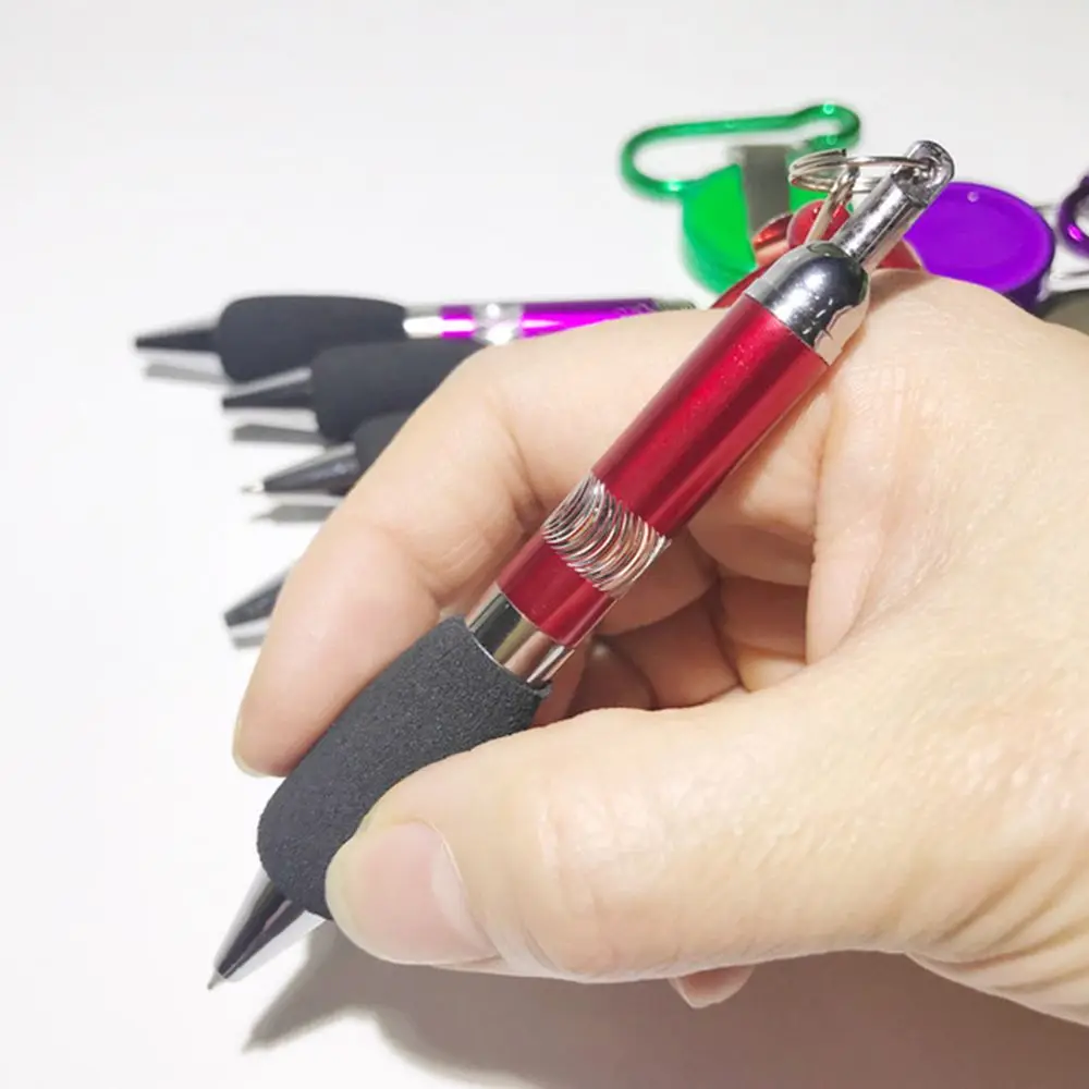 Anti-Lost Pull-String Pen Cable Ball-Point Pen Carabiner Buckle Metal Ball-Point With Rope Ring School Office Supplies