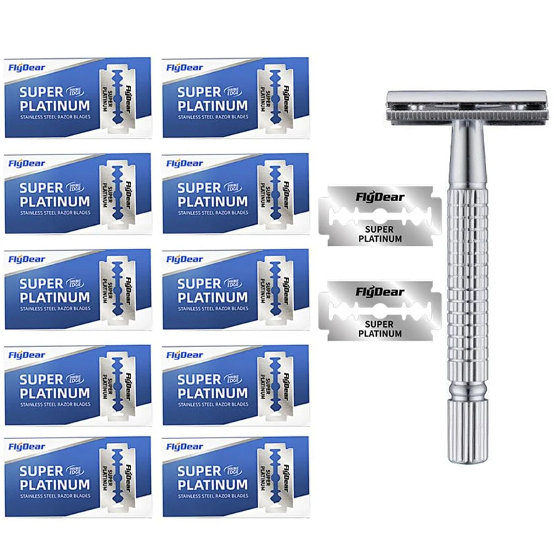 Stainless steel double-blade Razor Old fashioned manual shaving for men safety razor travel case QIWU