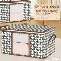 Zipper Large Visible Capacity Storage Box Portable Household Clothes Organizer With Handles Foldable Dustproof Quilt Container 2