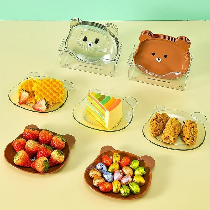 Little Bear Dinner Plate Cartoon Shape Desktop Trash Tray Snack Food Residue Fruit Plate