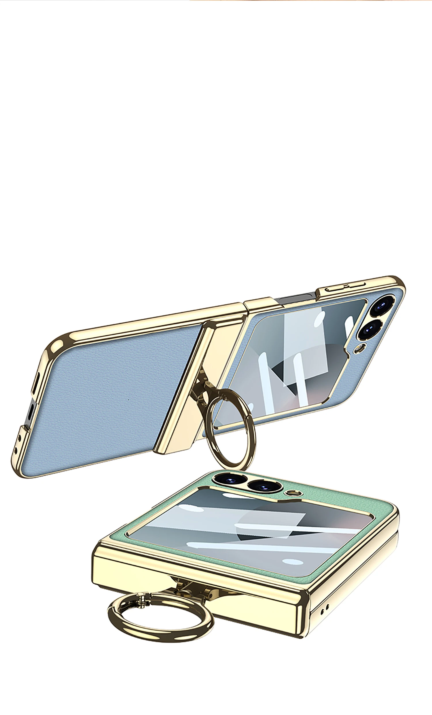 Magnetic Hinge PU Leather Case For Samsung Galaxy Z Flip 6 Screen Glass Plating