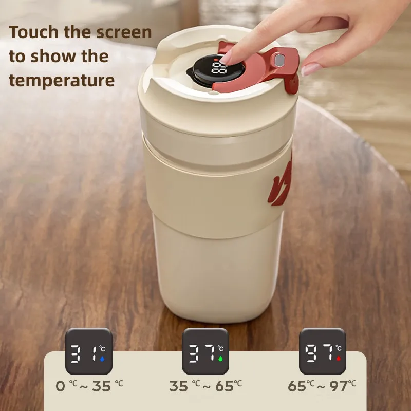 

500ML Coffee Mug, Cup with Smart Lid, Portable, Stainless Steel, Vacuum, Keep Hot And Cold,Insulated Cups,Drinkware,Gift Packing