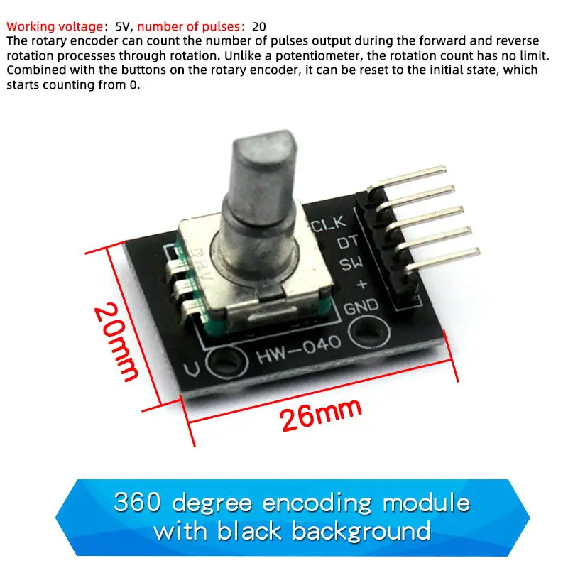 Moduł enkodera obrotowego Moduł kodowania 360 stopni Potencjometr Cyfrowy wyjście impulsowe Cyfrowy enkoder obrotowy