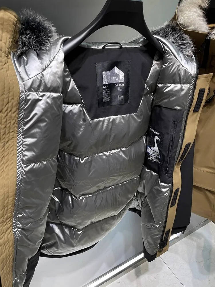 New 2023 Winter Thick Warm Mens Down Coat Removable Fur Collar Fashion Stand Collar Outside Casual Outerwear Male Windbreak Coat