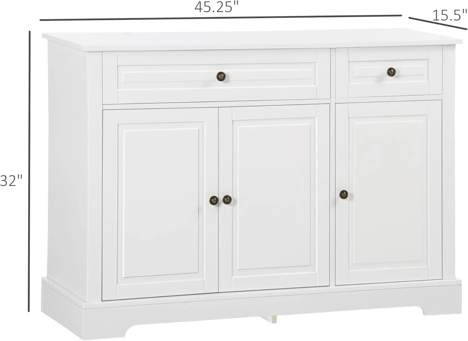 Sideboard Buffet Cabinet, Modern Kitchen Cabinet with 2 Drawers and Adjustable Shelves, Coffee Bar Cabinet, White