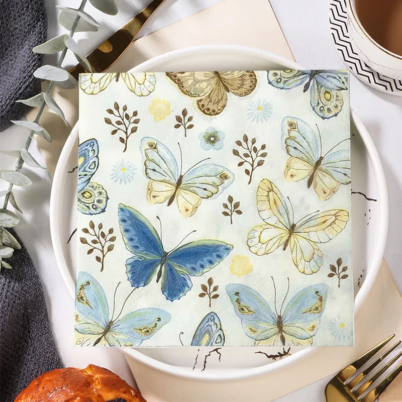 

20PCS Gothic Butterfly Print Large Decoupage Napkins Paper Napkin For Decoupage New Year Table Napkins Butterfly Decoration 2022