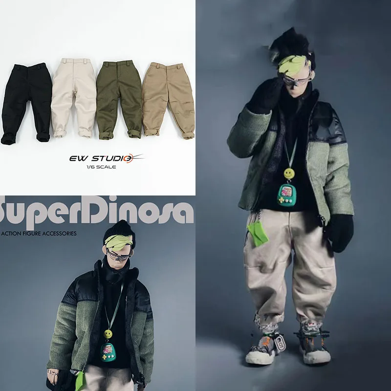 

1/6 Scale Fashion Men's Corduroy Jacket Trend Hip Hop Sport Cotton Coat Zip Haren Pants For 12" Action Figure Model Toys