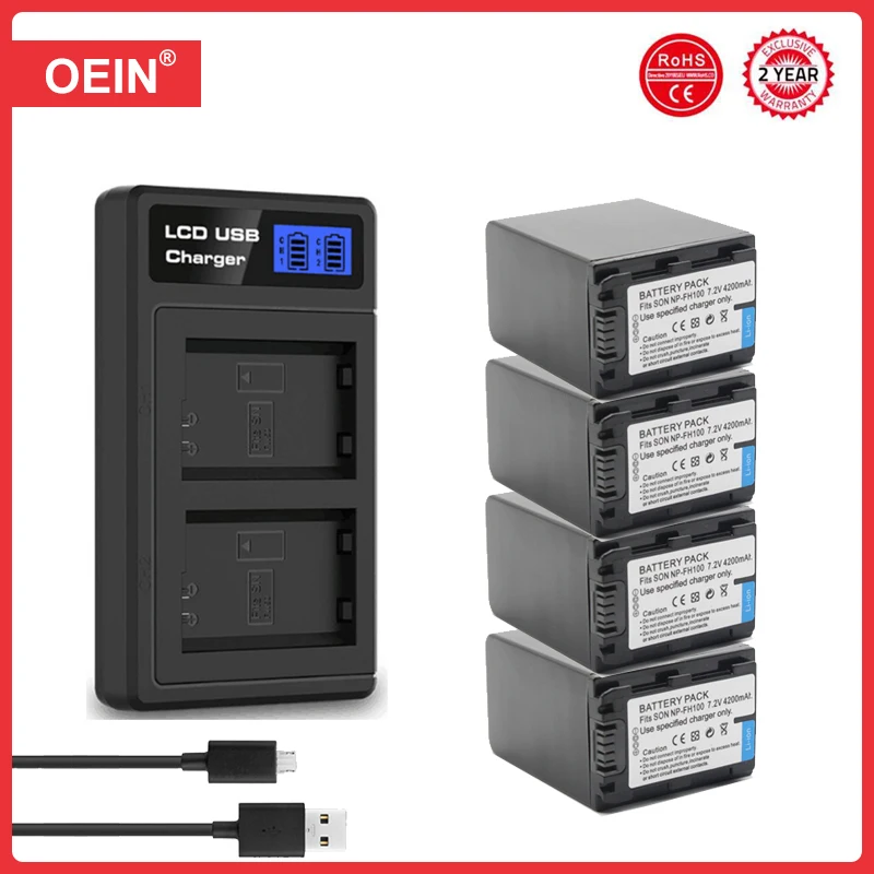 Pack De 2 Baterías Recargables Sony NP-FH - 2000mAh, 7.4V, Compatibles Con NP-FH-100, NP-FH-40, NP-FH-50, NP-FH-60, NP-FH-70
