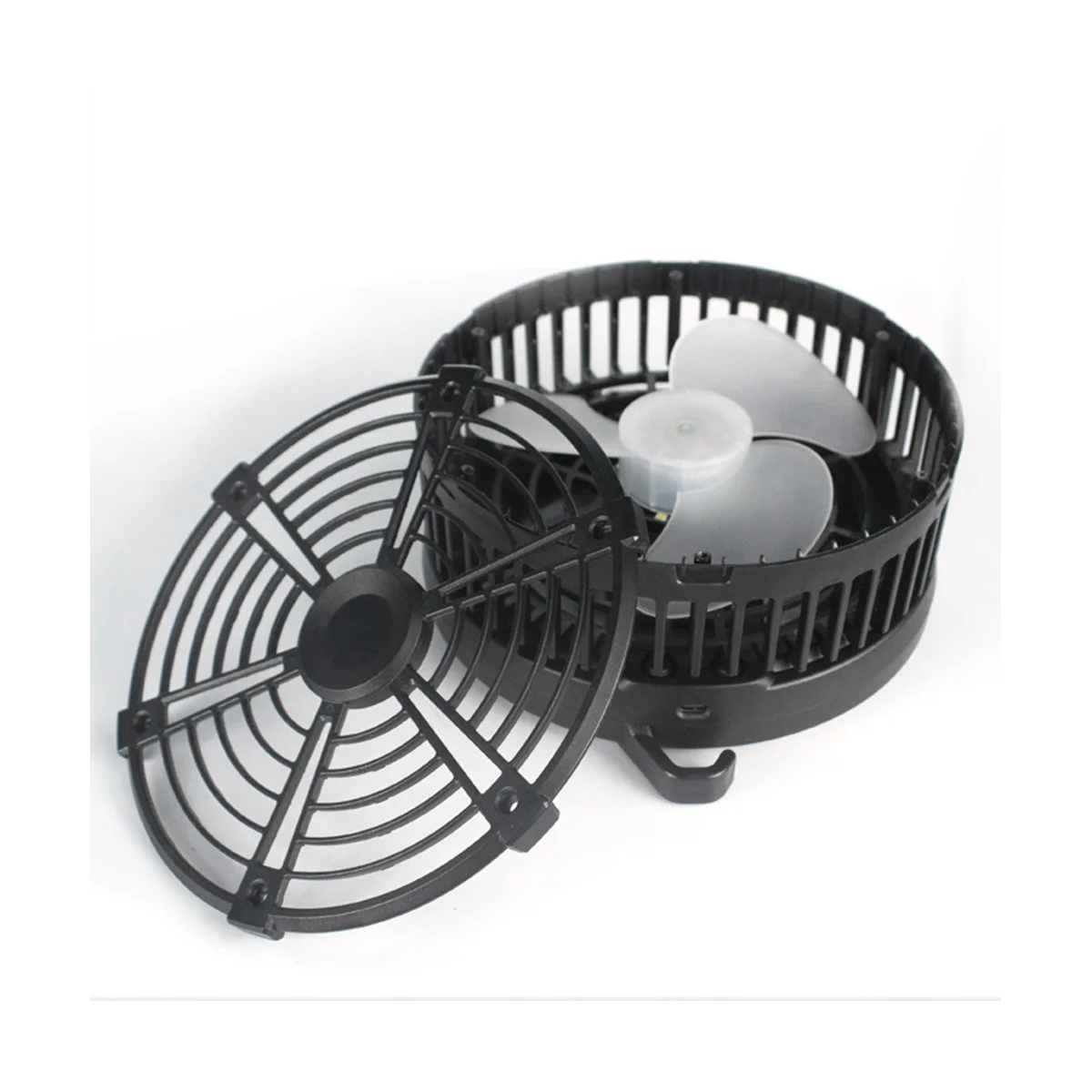 Camping Fan Portable Rechargeable Fan with Lamp Desk Folding Dormitory Telescopic Small Outdoor Lamp(Black)