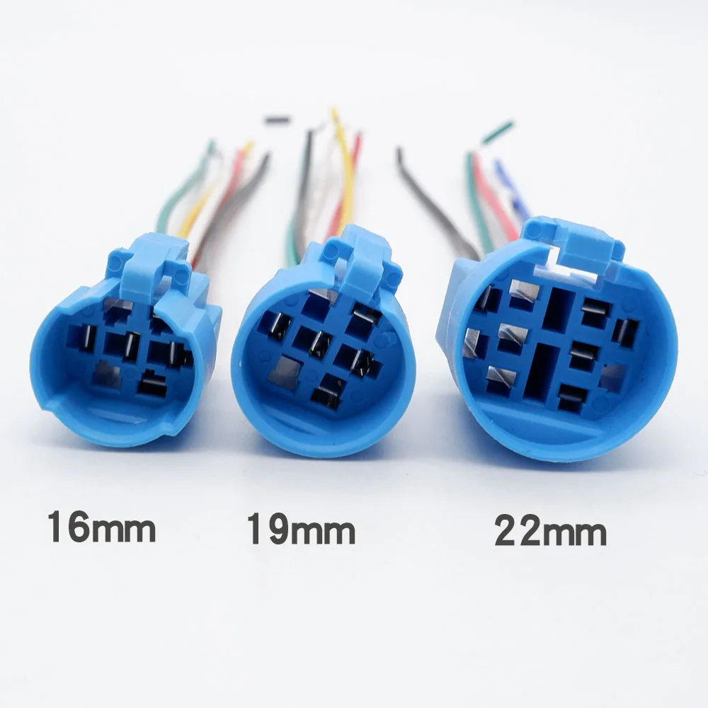 1 와이어 커넥터 16/19/22mm 금속 버튼 스위치 테일 와이어 소켓, 와이어 길이 약 15cm