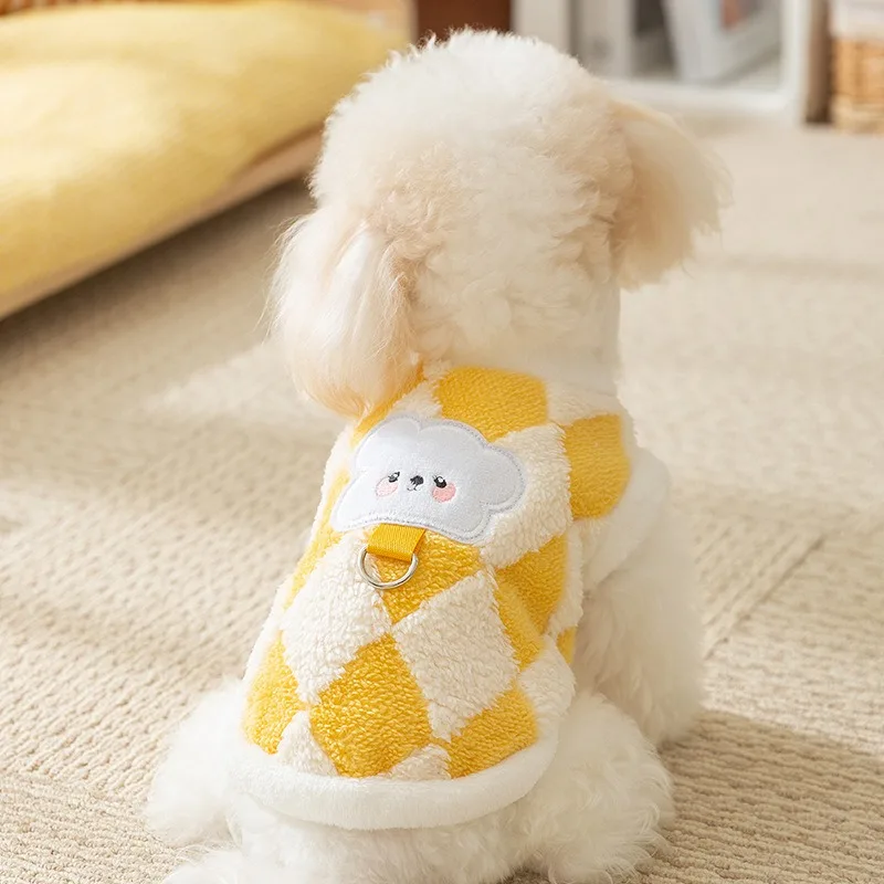 Dog Cute Cartoon Diamond Jacket Patch Bear Traction Fleece Coat Cat Teddy Winter Clothes Bichon Warm Clothes Pet Supplies 2