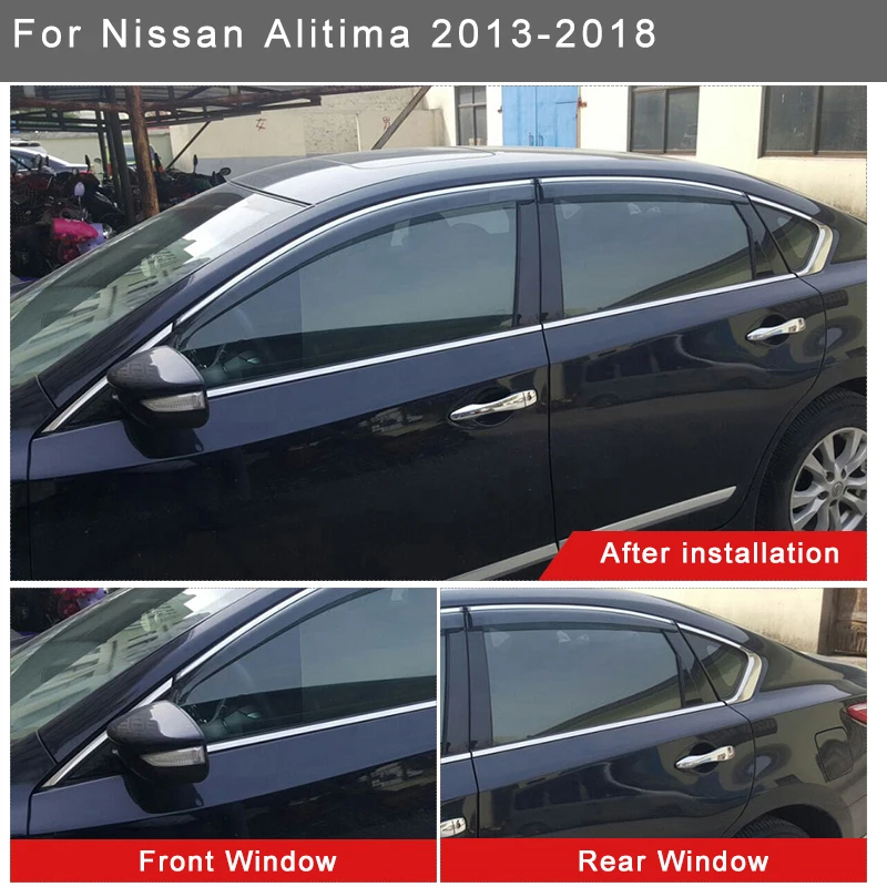 JDM Mugen Style Window Visors Rain Guards For 2019-2024 Nissan Altima – 4-Piece Glossy Black, Gearzaar