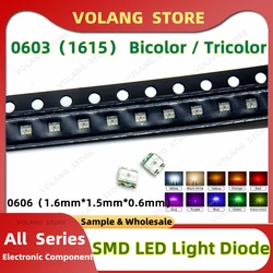 1615 LED  High Light Two Color 0606 Bicolor Red And Blue Green Orange Warm White Yellow 0603*2 Tricolor RGB RGY Three 1.6*1.6mm