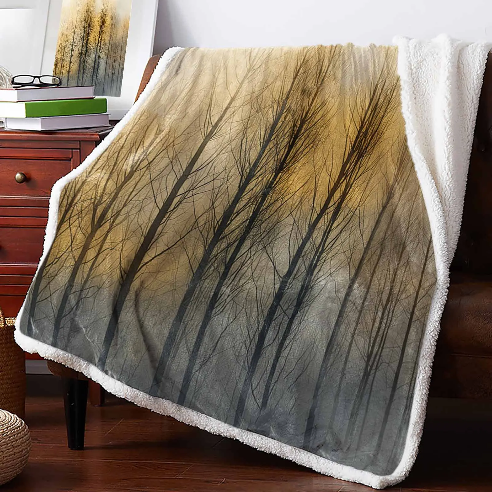 

Oil Painting Abstract Tree Cashmere Blanket Warm Winter Soft Throw Blankets for Beds Sofa Wool Blanket Bedspread