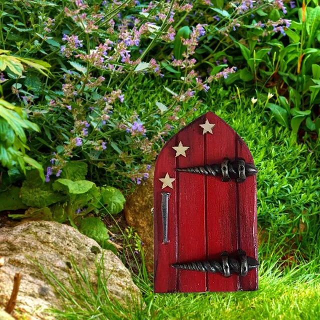 Tündérajtó Mini Elf Ajtó Beltéri Szabadban Használjon Udvari Művészeti Mese Világkerti Szobrászat Kültéri Dekoráció Kiegészítőket - Image 4