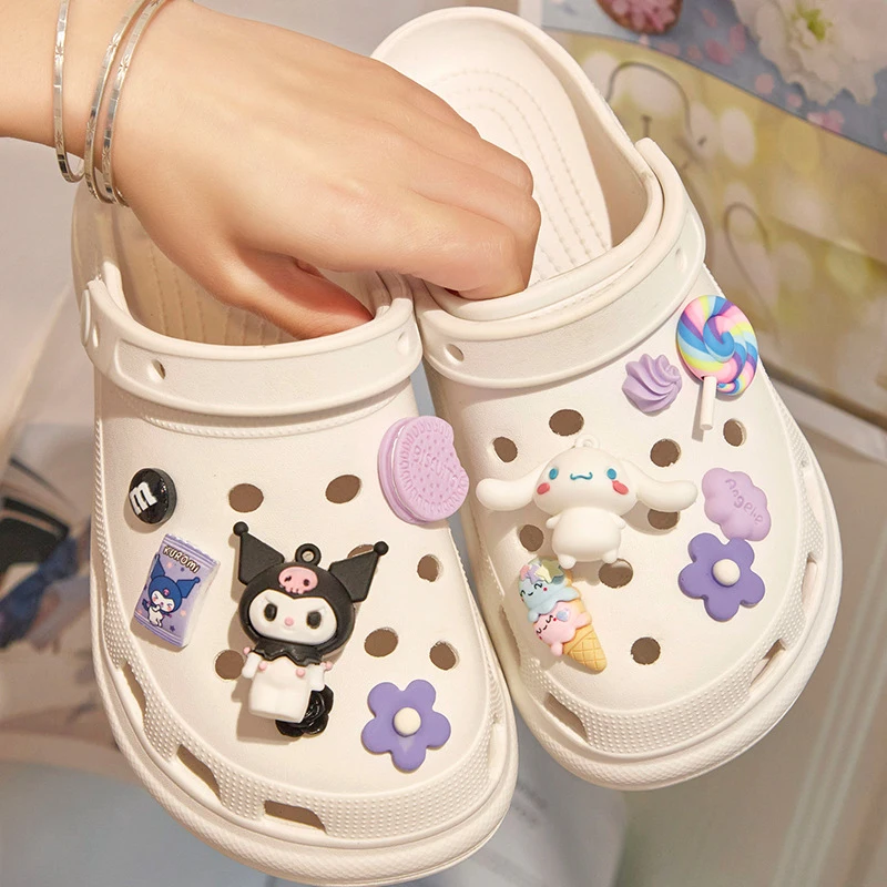 

12pcs/ Set Hello Kitty Anime Accessories Kuromi Enna Melody Cartoon DIY Shoe Charms Sanurgente Shoe Charms Combination Gift