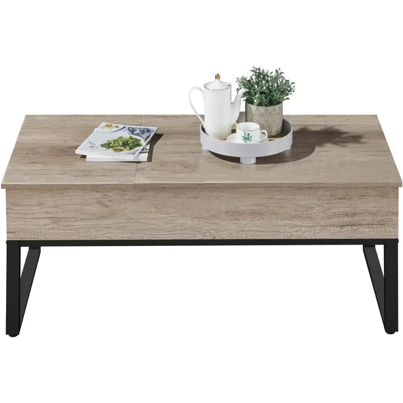 High quality Design Lift Top Coffee Table with Hidden Storage Compartments, Rustic Gray tea table coffee table living room