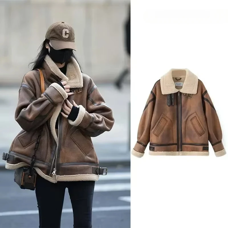 Winter Jackets for Women 2024 Fur Bomber Warm Leather