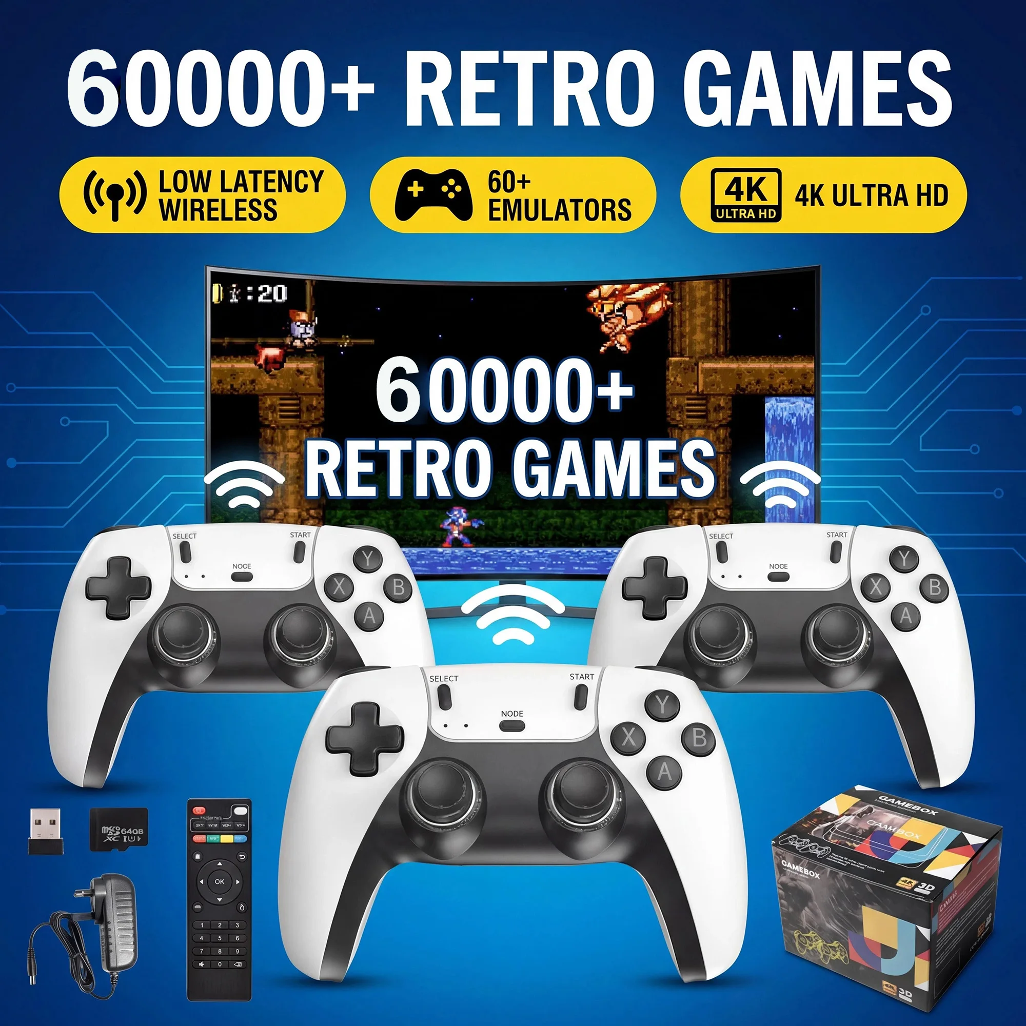 Console di Gioco Portatile 4K HD con Controller Wireless 2.4G, 64GB/128GB, 60000+ Giochi Retro, Sistema Dual - immagine 5