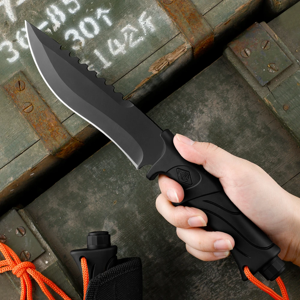 Camping Knife Hunting Knife Fixed Blade Straight Knife Tactical Bowie with Sheath Full Tang camping knife