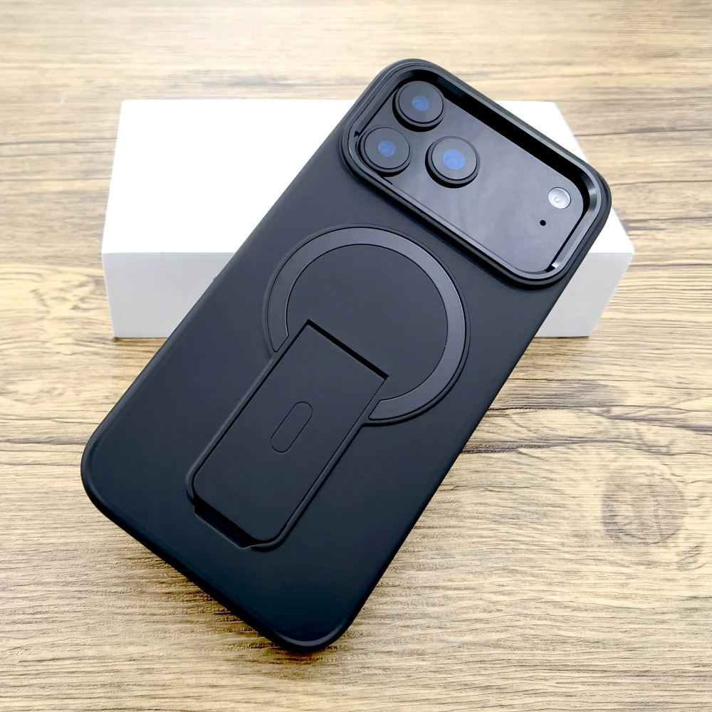 Shockproof Armor Matte Case with Stand and MagSafe Wireless Charging Capability