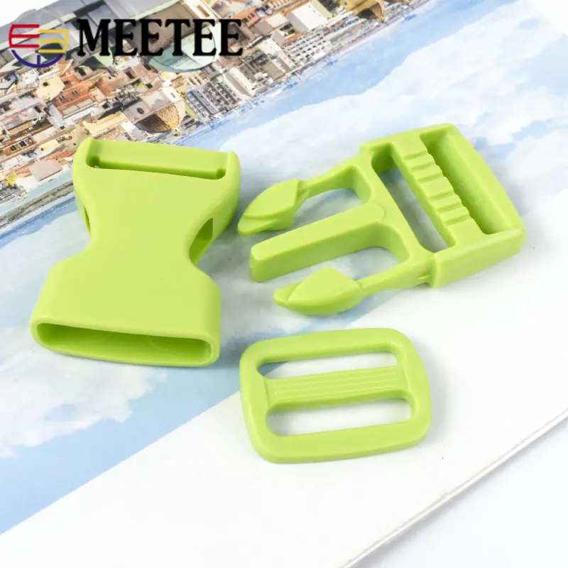 Meetee 플라스틱 사이드 릴리스 버클 벨트, 트라이 글라이드 슬라이더 걸쇠, 웨빙 백 스트랩, 조절 가능한 칼라 액세서리, 5, 10 세트, 15, 20, 25mm