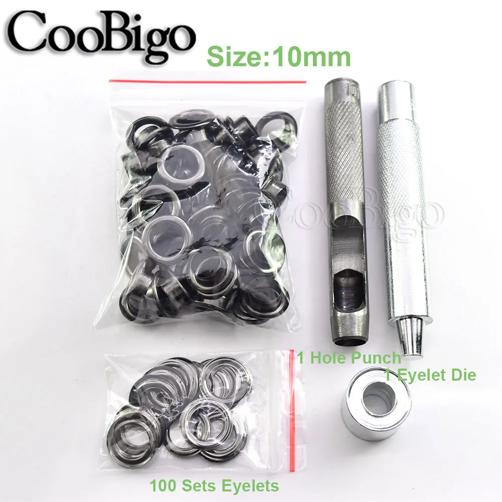 Black Metal Grommet Tool Kit for DIY Crafting and Accessories
