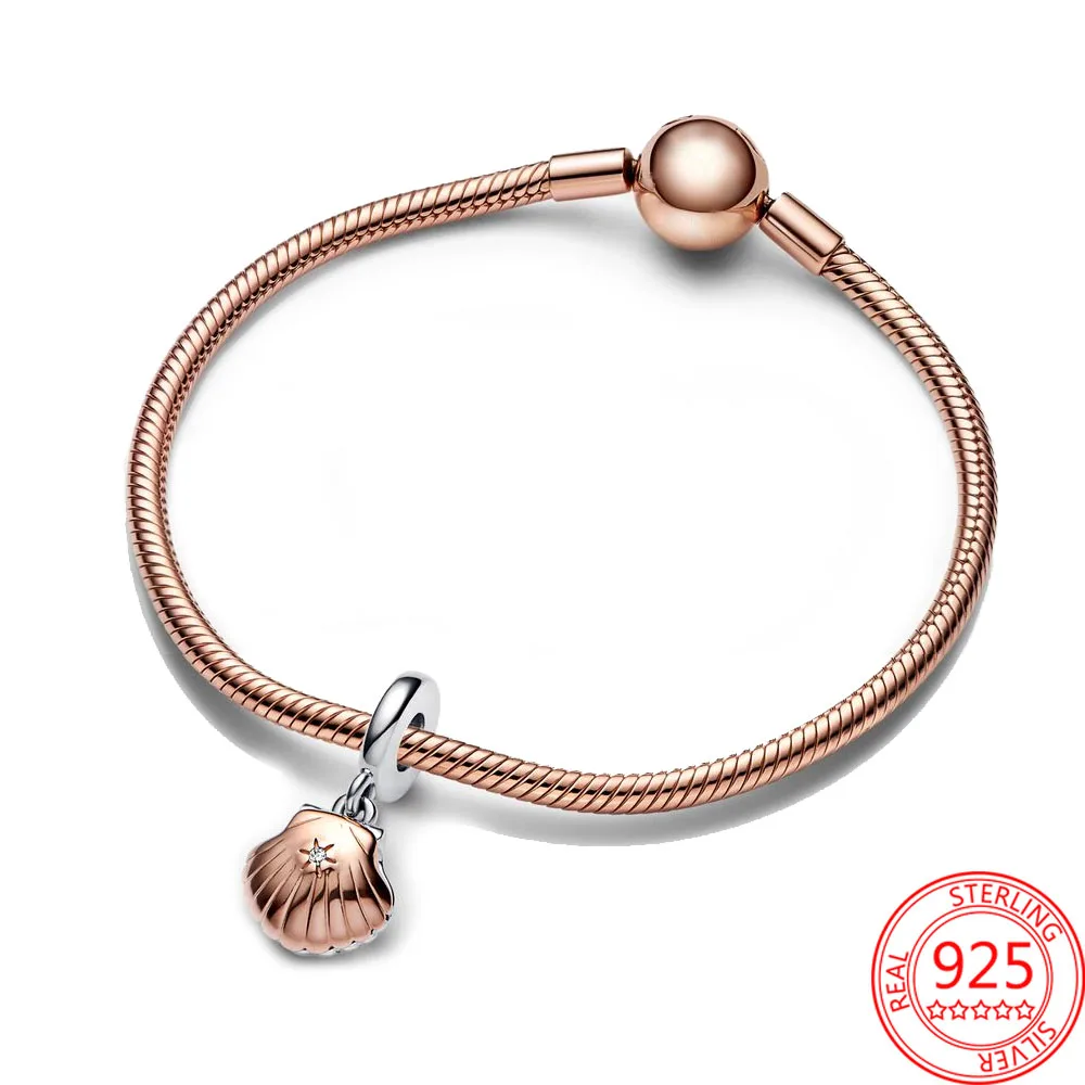 Os recém chegados s925 prata clube 2023 concha do mar & tratado de água doce cultivada pérola balançar charme caber pandora pulseira feminino jóias