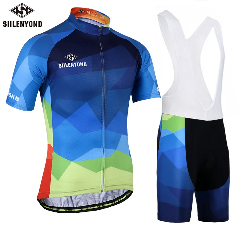 

SIILENYOND summer cycling wear short sleeve top with back Pants Set moisture absorption sweat wicking outdoor clothes