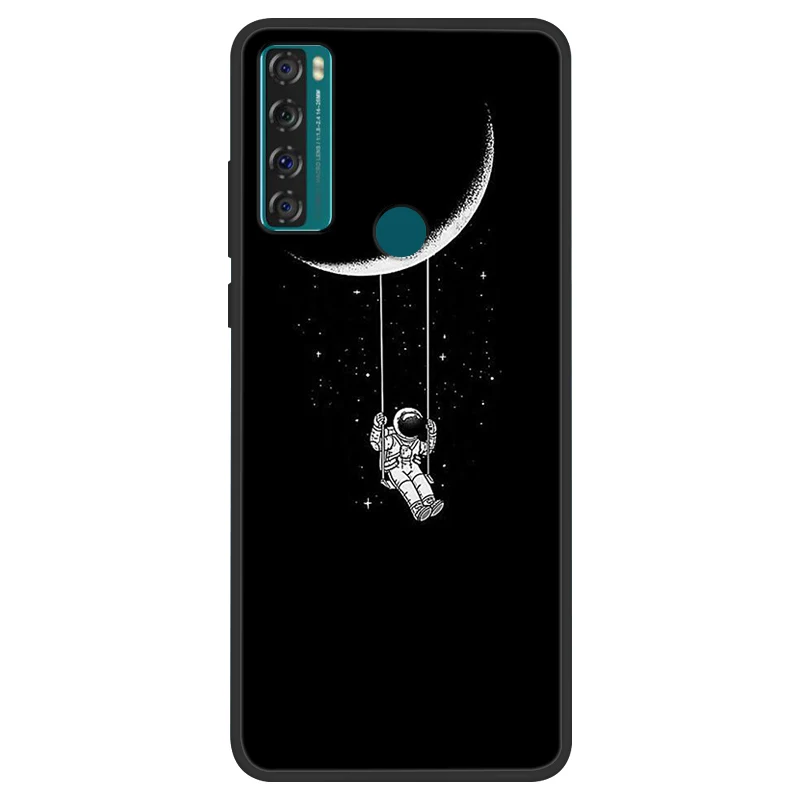 Space Painted Black Silicone TPU Case - Protective Shell Cover