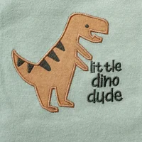 3PCS Summer Baby Bodysuit Three piece Set with Cartoon Dinosaur Pattern and Stripe Pattern Button Design for 0-9 Months Old Boys 4