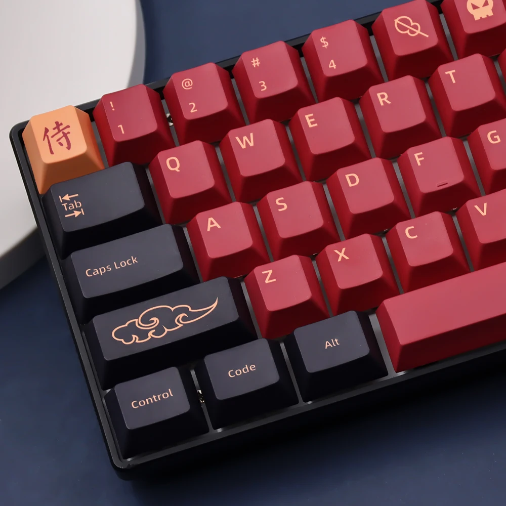 

Red Samurai Blue Samurai Keycaps Cherry Profile PBT key cap set for GMK cherry mx switch custom Japanese mechanical keyboard