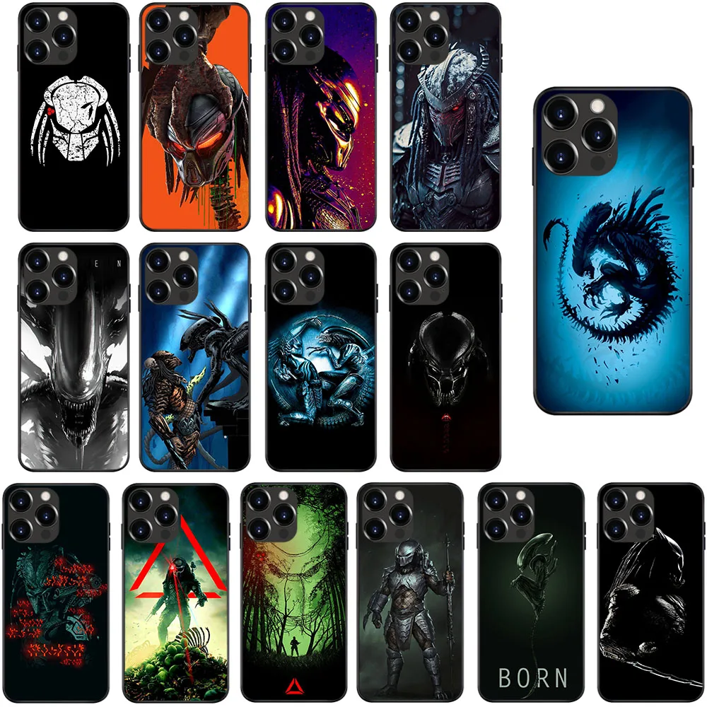 Ai-4 Aliens Vs Predator Custodia Morbida Per Iphone 15 14 13 12 11 Mini Max Pro Plus