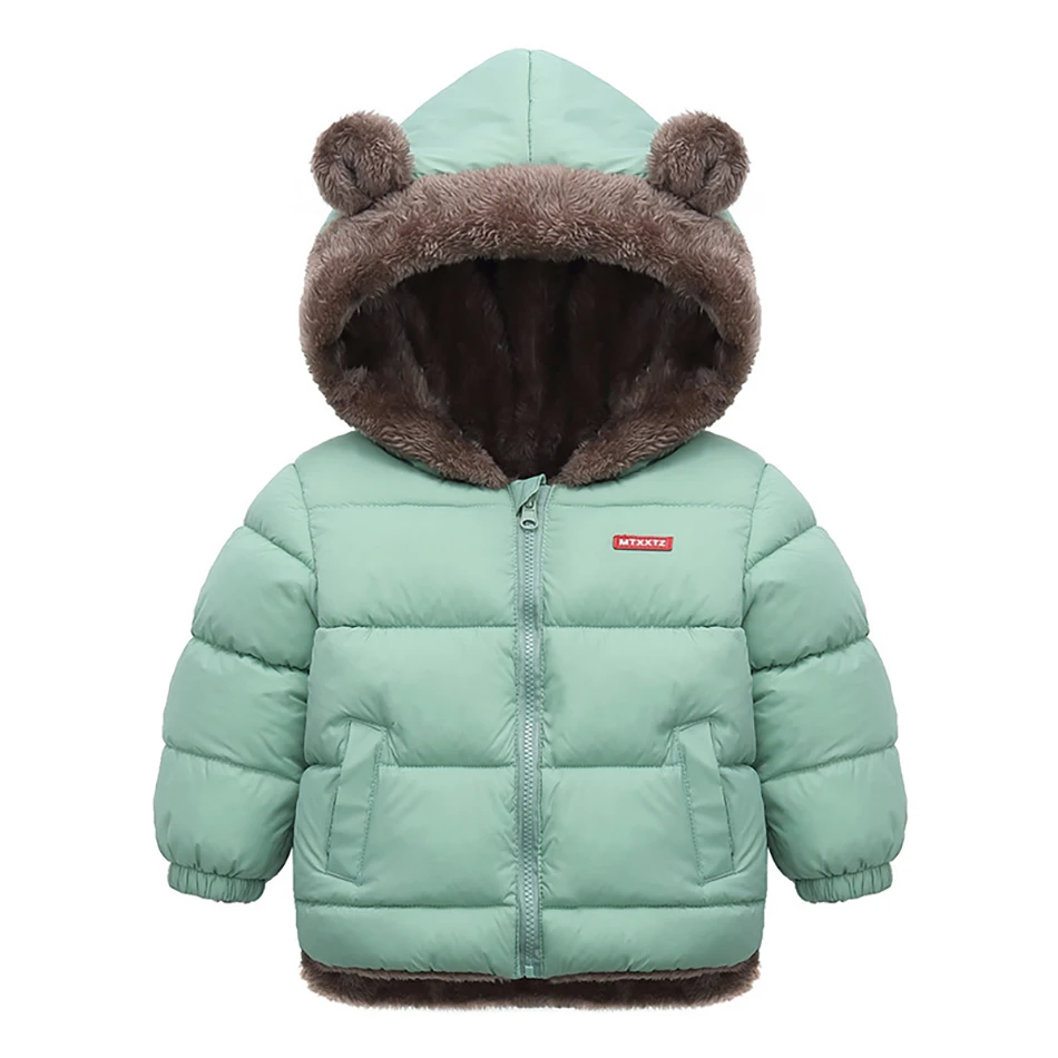 Kids Cotton Clothing Thickened Down Girls Jacket Baby Children Winter Warm Coat Zipper Hooded Costume Boys Outwear
