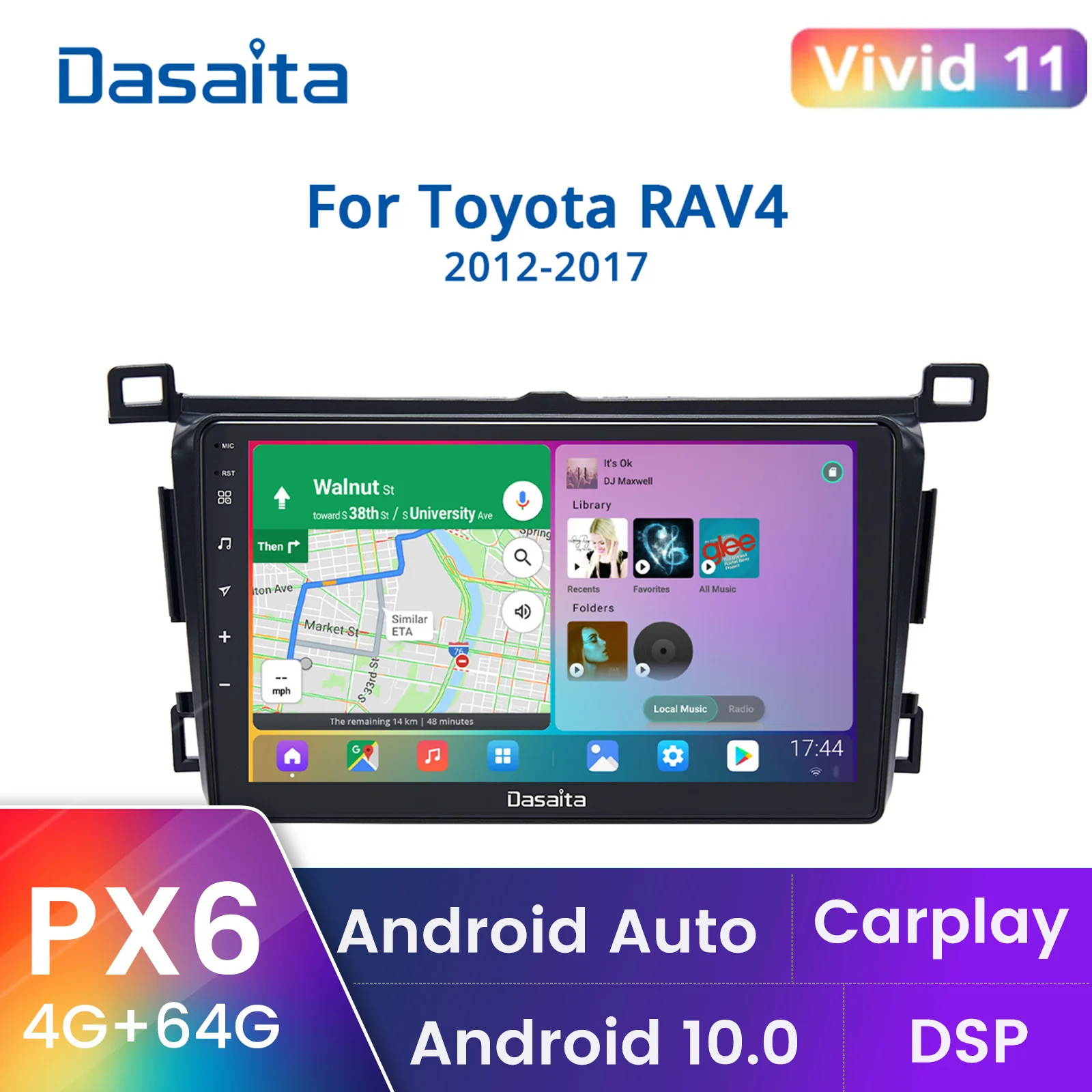 

Dasaita 9" Car Radio Player Android Vehicle for Toyota RAV4 2014 2015 2016 2017 2018 TDA7850 64GB 4GB GPS Navi HA5632 HA5464