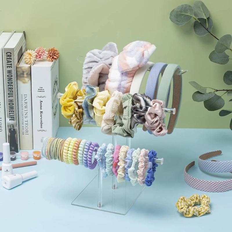 

Acrylic Hairband Display Stand 3-Tier T-bar Hair Hoop Headband Hanging-Jewelry for Necklaces Bracelet Earring