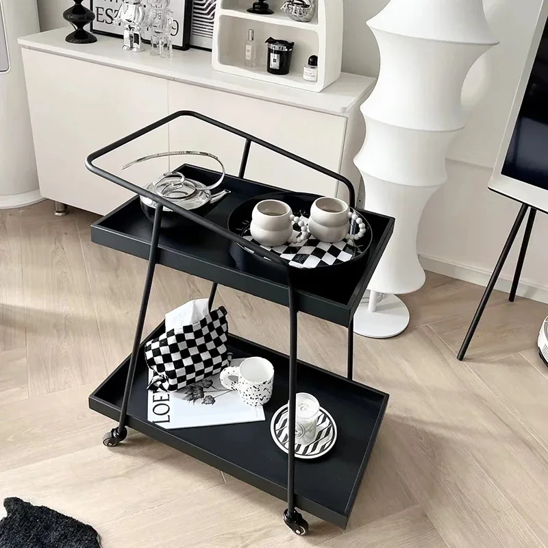 New Minimalist Bedroom Iron Trolleys Mobile Wheel Food Drinks Simple Cart Serving Kitchen Living Room Furniture