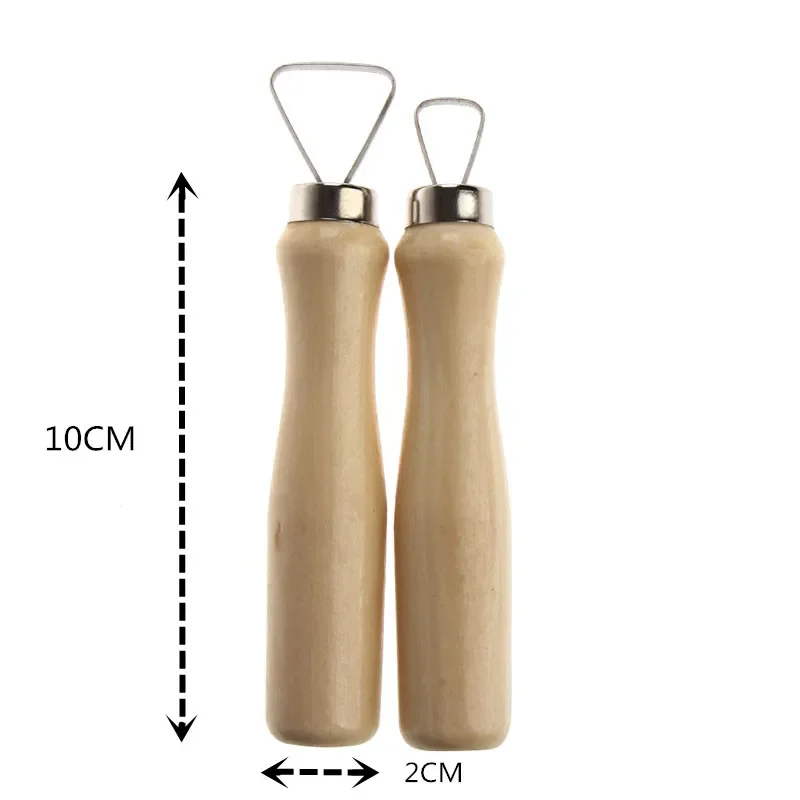10PCS Wood Handle Wax Pottery Clay Sculpture Carving Tool Stainless Steel Flat Wire DIY Craft Set Wood Knife Polymer Clay Tools