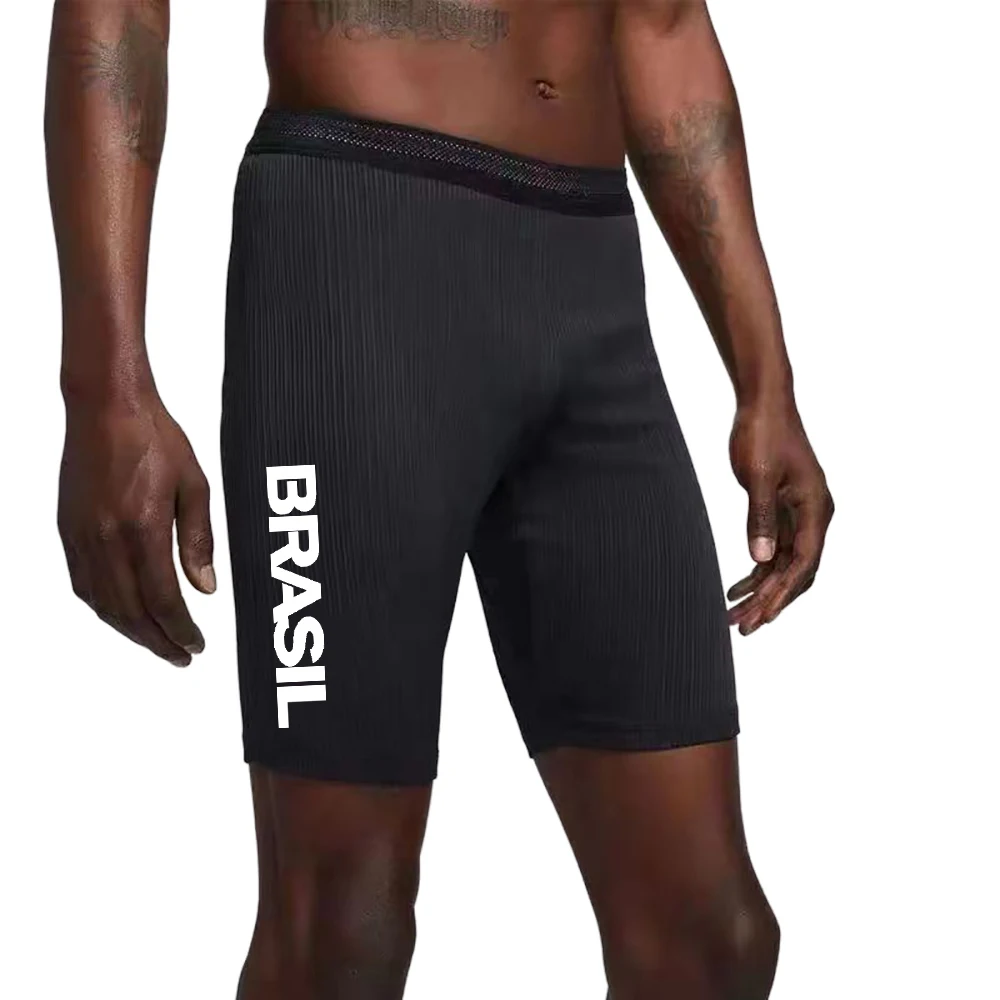 Brazil Running Sportswear Men's Sports Lycra Running Tights Trousers Leggings Pants Gym Fitness Shorts Male Marathon
