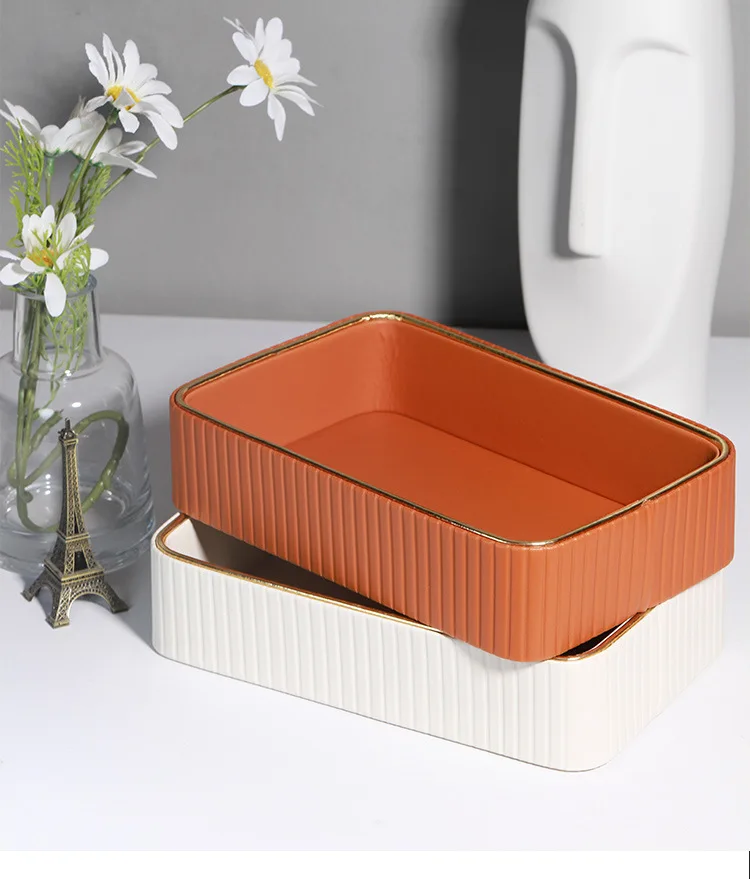 Fashion High-end Leather Storage Box Cosmetics Lipstick Keys Sunglasses Home Bedroom Office Desktop Sundries Storage Tray