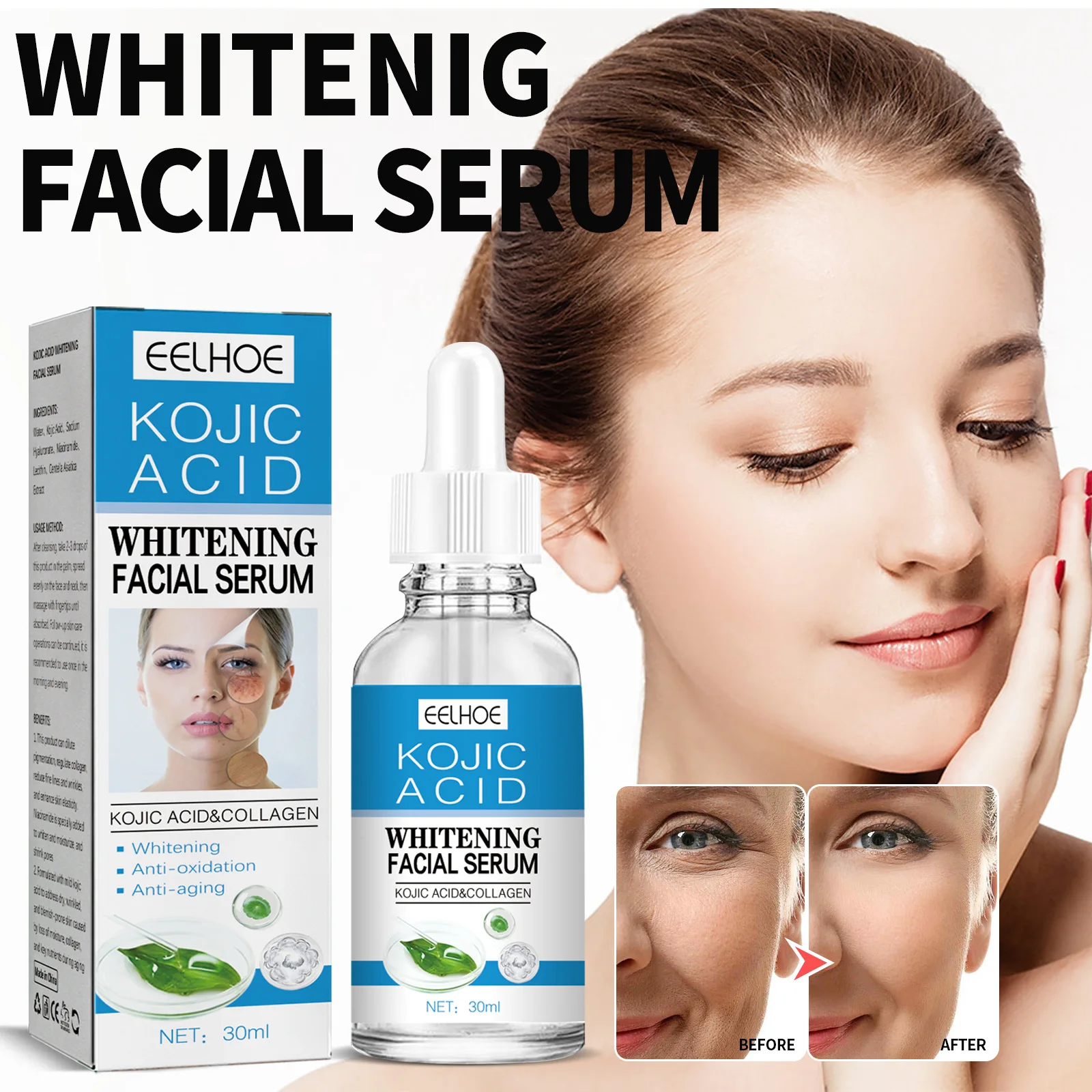30ml Eelhoe New Acid Whitening Facial Serum Fine Lines Lighten Lighten Spots Skin Tone Rejuvenating Antiage Korean_voghion.com