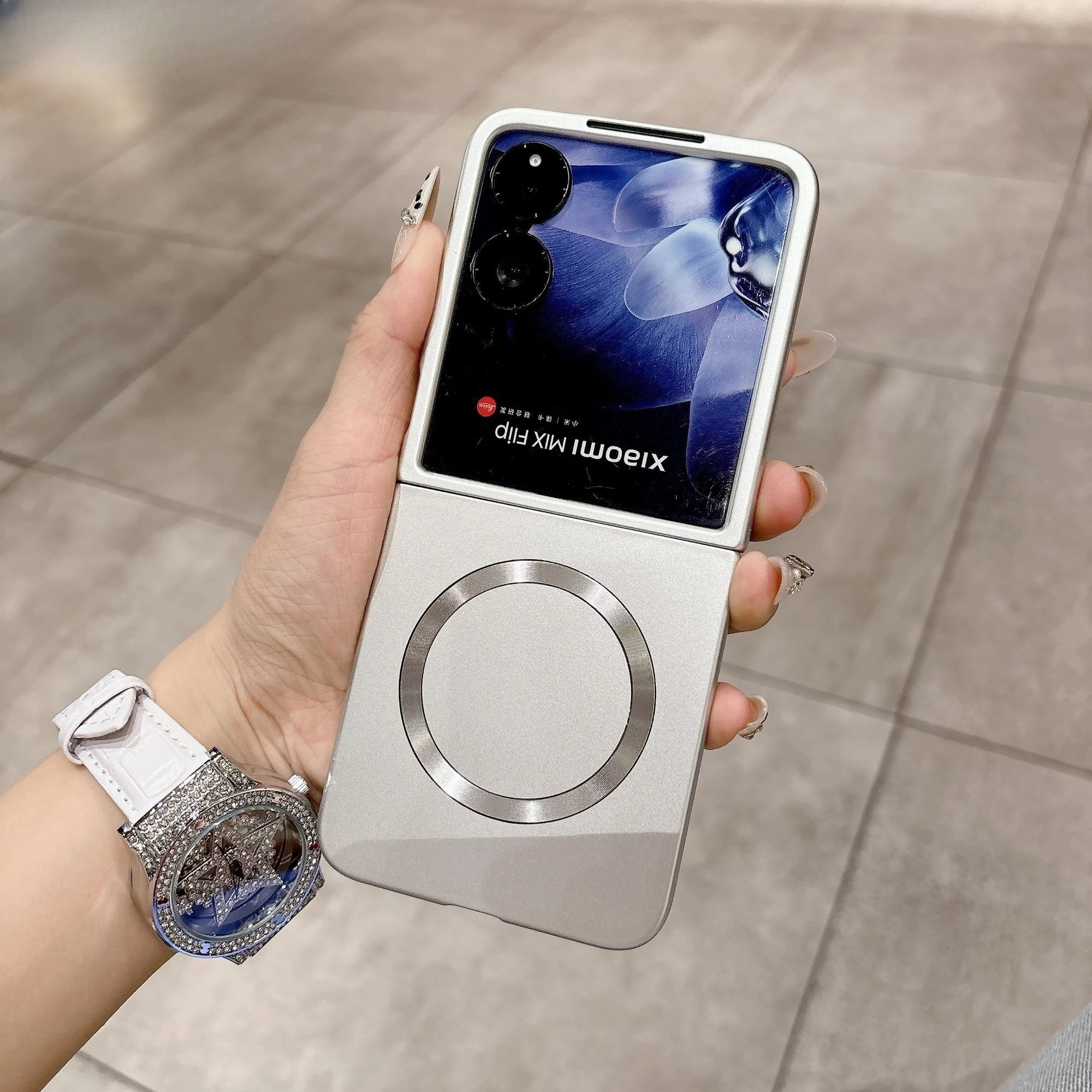 Stylish Solid Color Magnetic Ultra-Thin Folding Metal Phone Case – Shockproof Bumper Cover