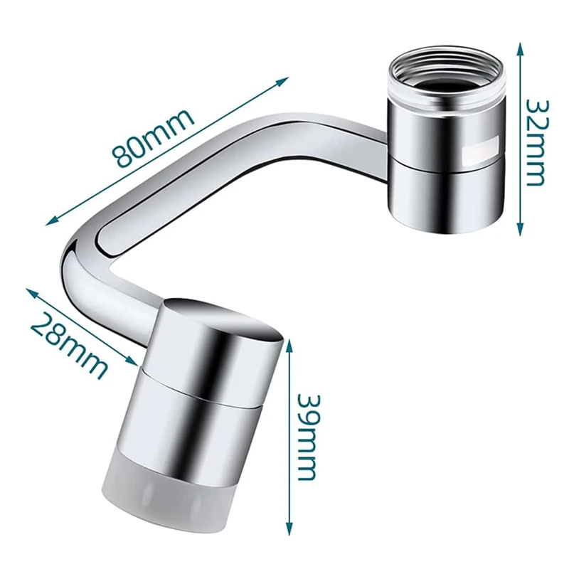 1080 degree rotating faucet extender metal U shaped robotic arm universal dual model Splash-proof filter faucet home bathroom