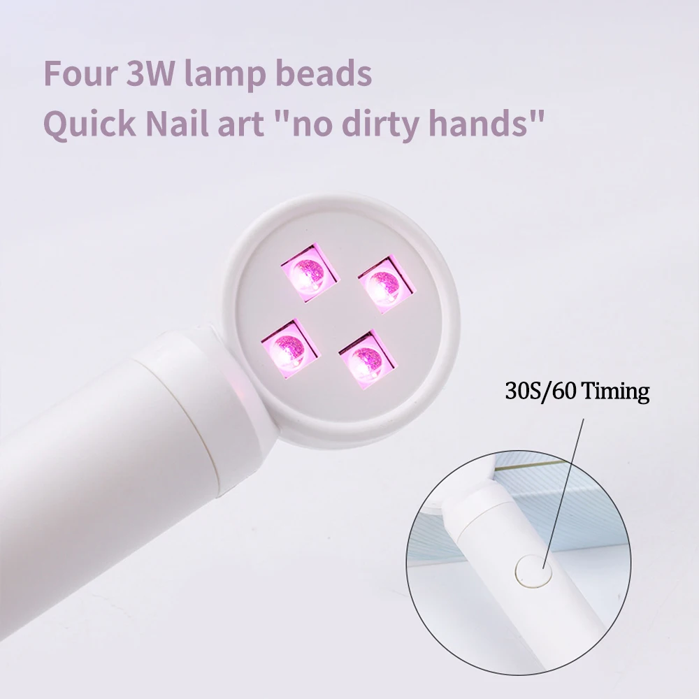 LINMANDA Mini UV Light Lamp Flashlight 12W UV Gel Glue Curing Lamp Handheld USB Rechargeable UV LED Nail Quick Drying Light 3
