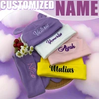 Luxury Baby Knit Hat Custom Embroidery Name Hypoallergenic Yarn Newborn Photo Shoot Accessories 0-6 Months Soft Christening Cap